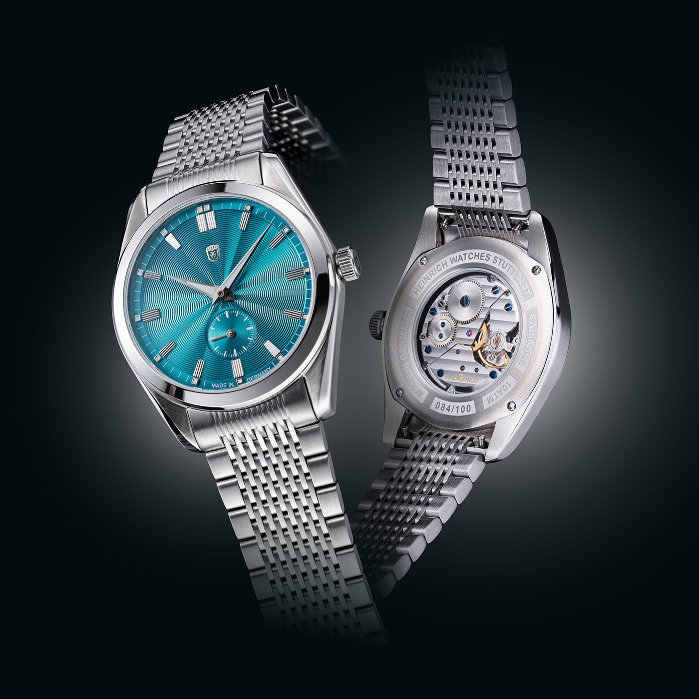 Heinrich Radiance Guilloche Wave orologio ciano scuro