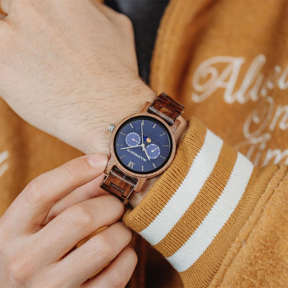 Woodwatch Classic Mariner orologio in legno uomo quadrante blu