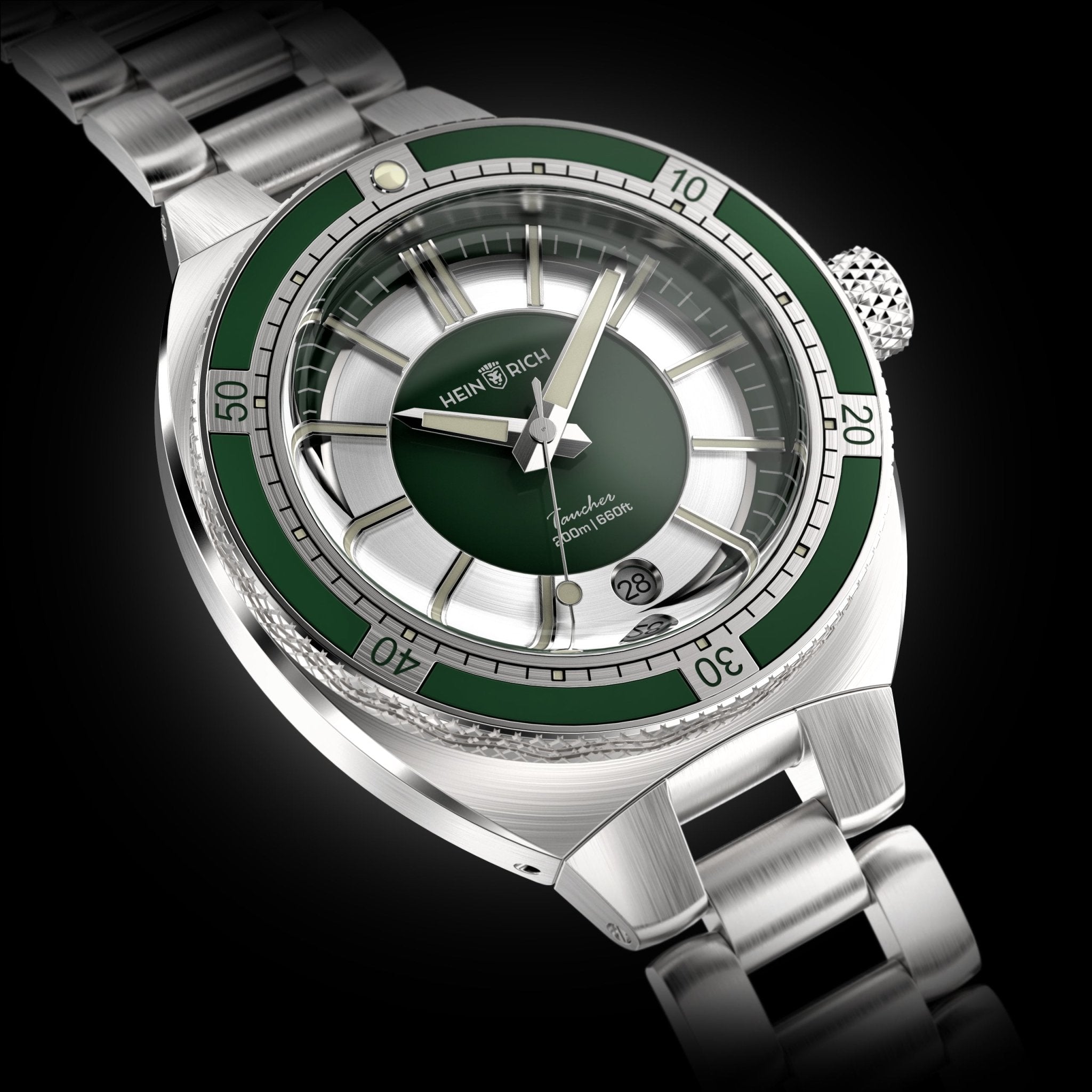 Heinrich Taucher 2 orologio automatico verde con data 41mm