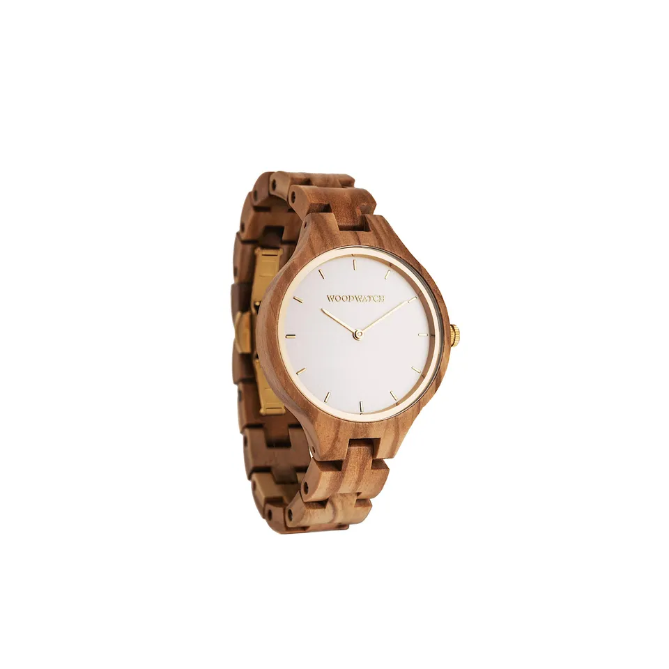 Woodwatch Nordic Sun orologio legno ulivo acciaio minimal
