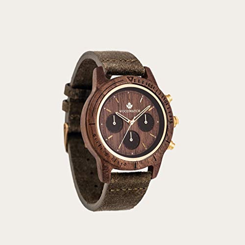 WoodWatch Classic Walnut Gold Khaki orologio in legno quarzo