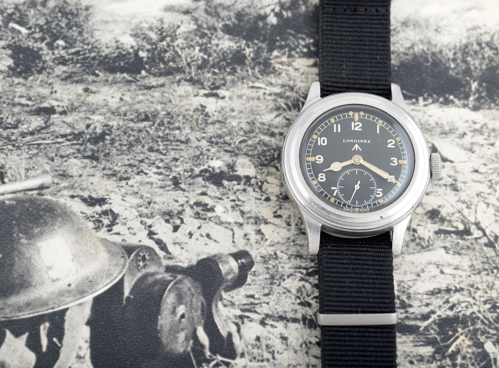 Longines WWW 1945 orologio da polso acciaio quadrante nero militare