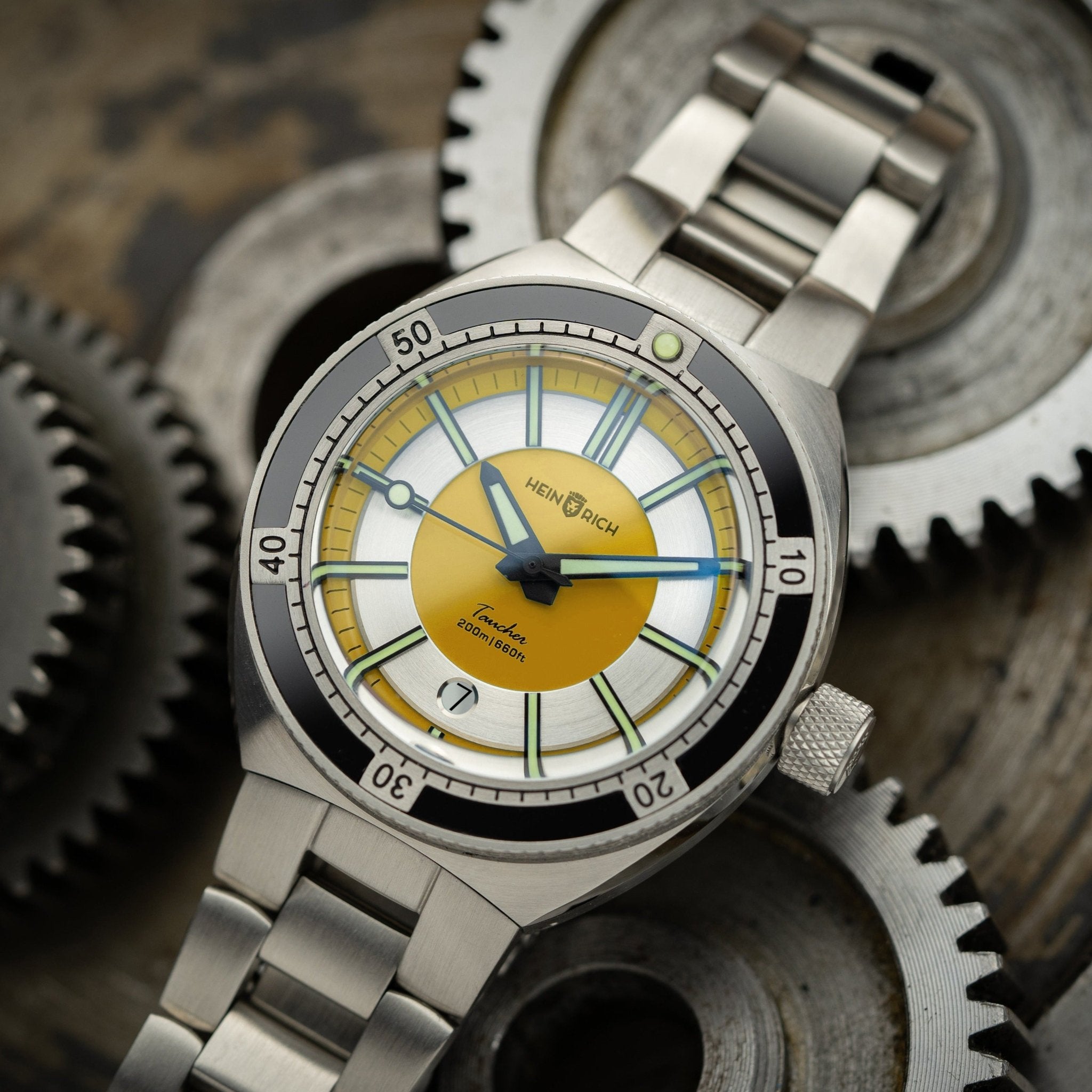 Heinrich Taucher 2 orologio giallo con data automatico