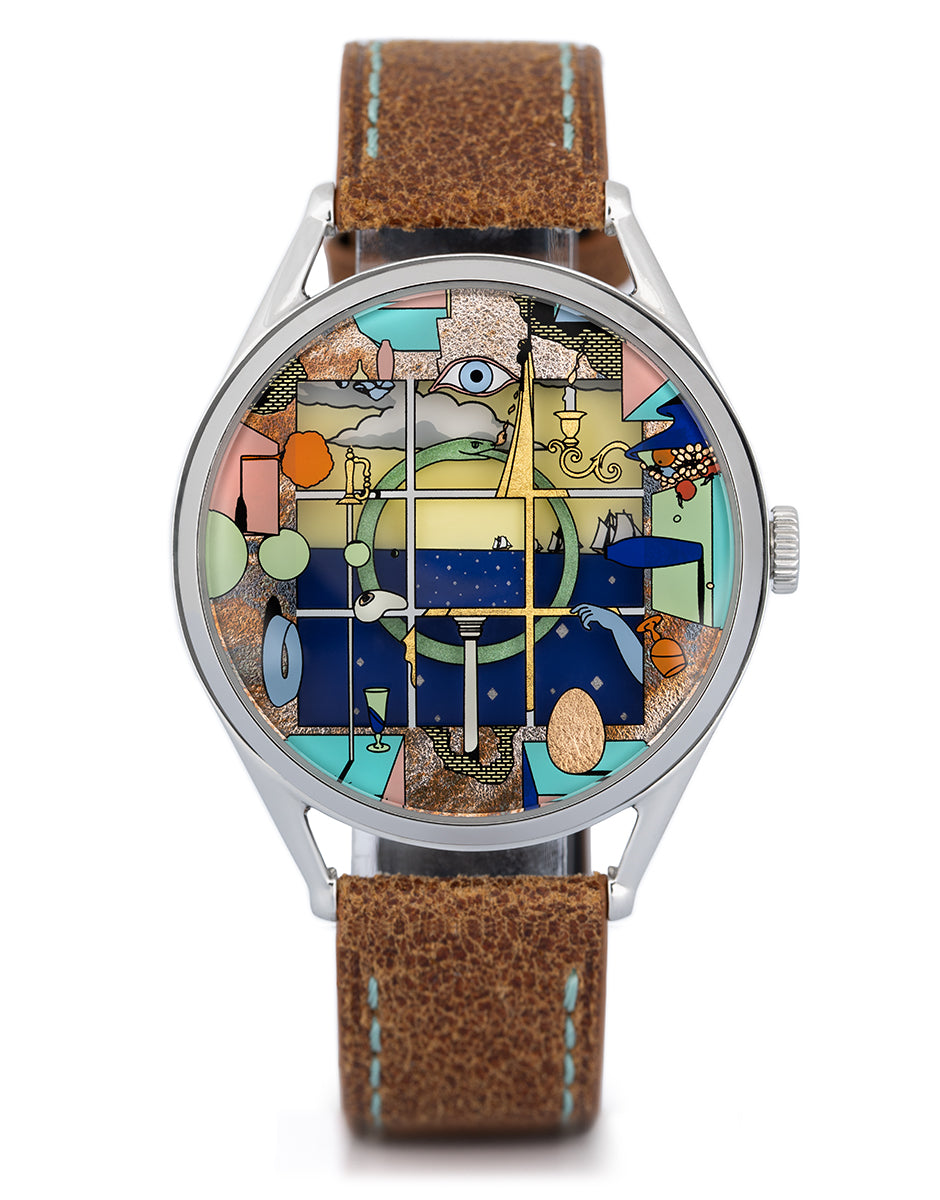 Mr Jones Chaos Window orologio meccanico dorato