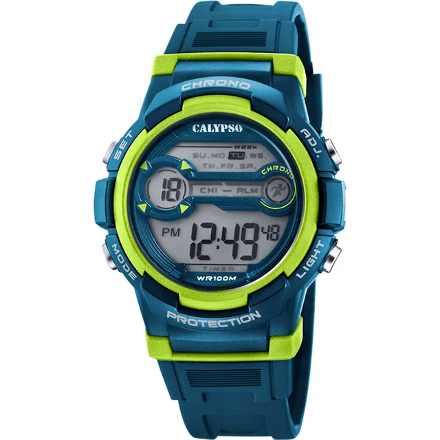 Calypso Urban Digital orologio digitale uomo blu scuro gomma 10 ATM
