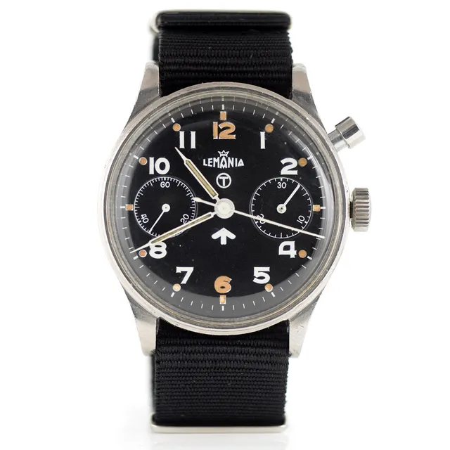 Lemania cronografo militare monopulsante orologio acciaio