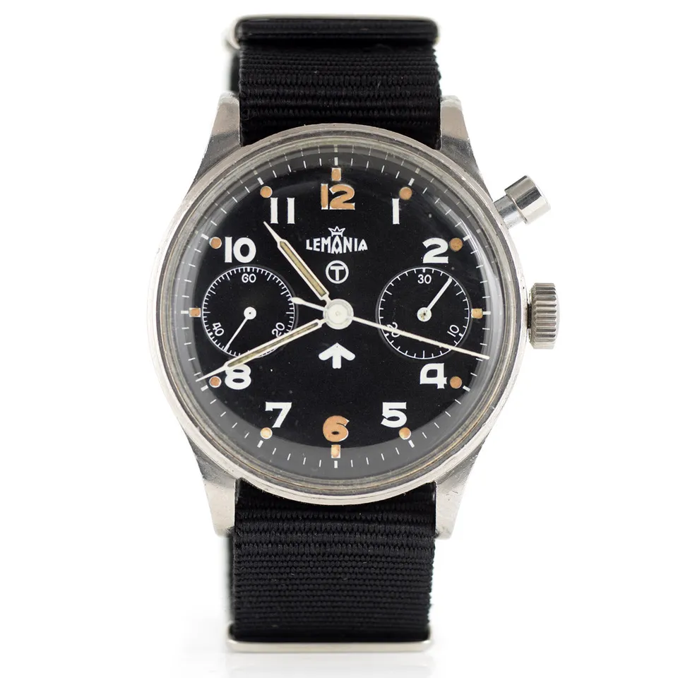 Lemania cronografo militare monopulsante orologio acciaio