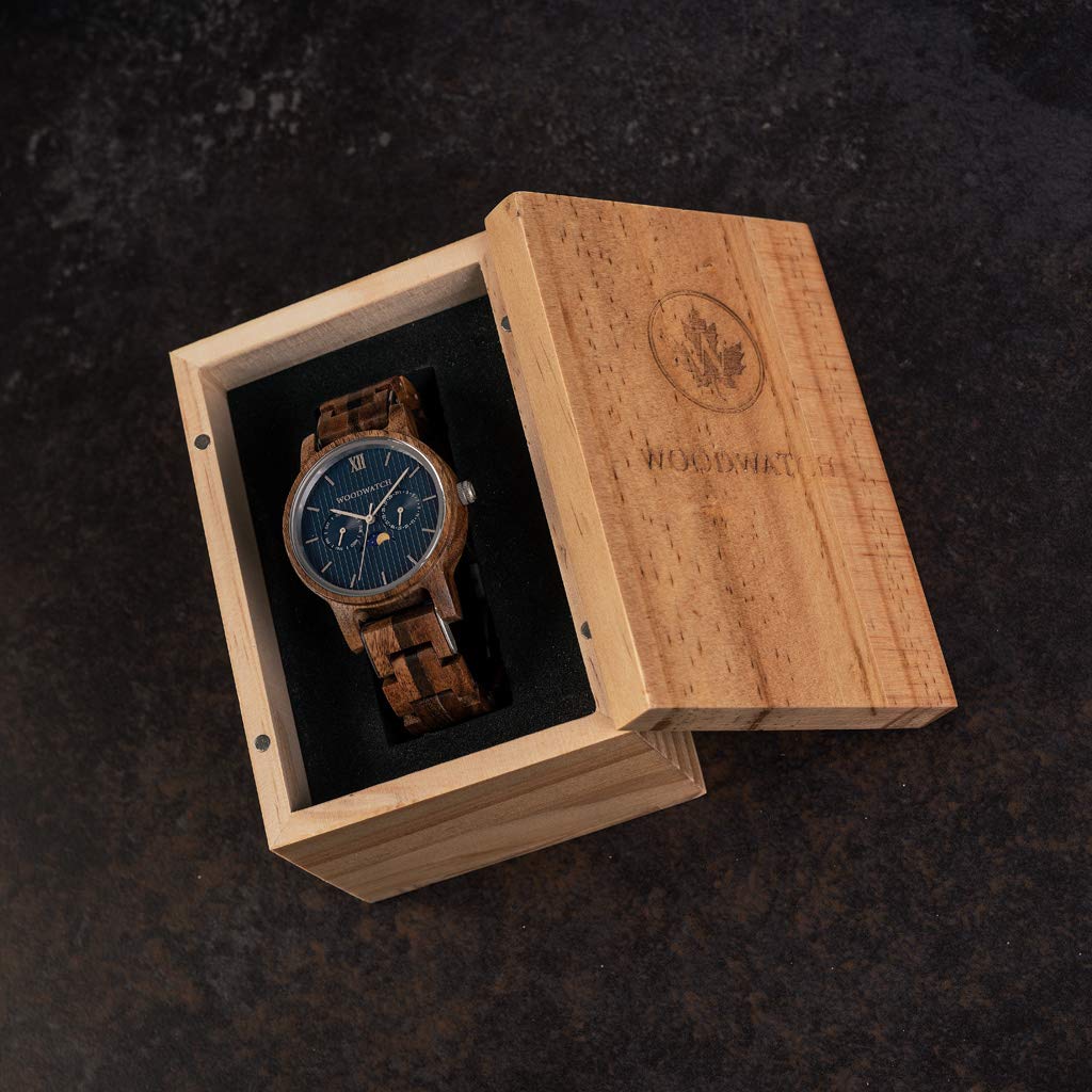 WoodWatch Classic Typhoon orologio legno 40mm quadrante blu
