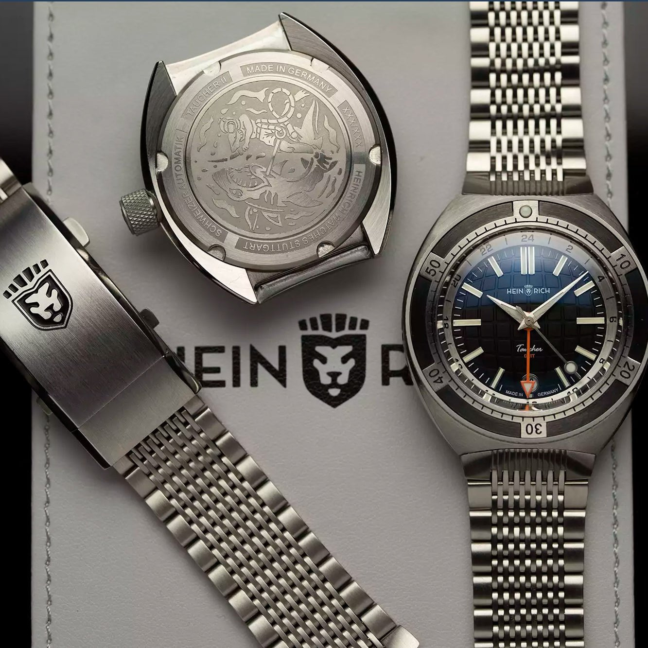 Heinrich Taucher 2 bracciale acciaio diver con estensione