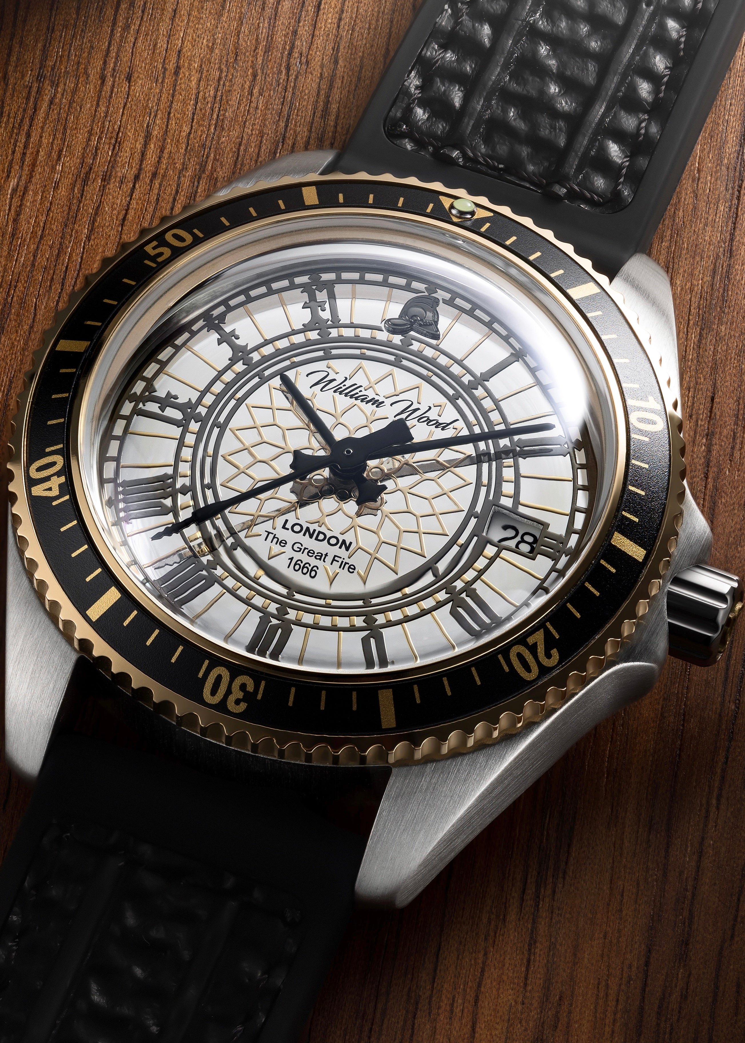 William Wood Great Fire of London orologio 41mm argento