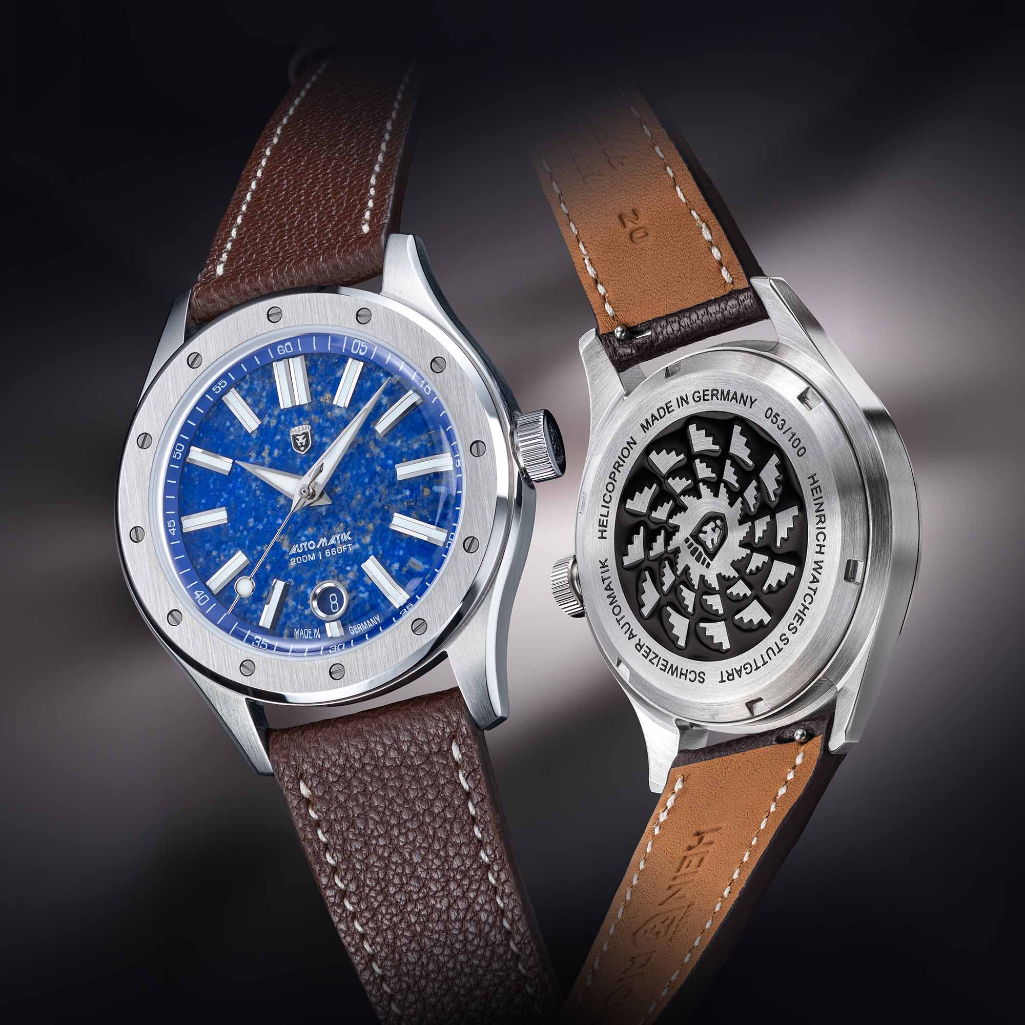 Heinrich Helicoprion orologio automatico Lapis Lazuli