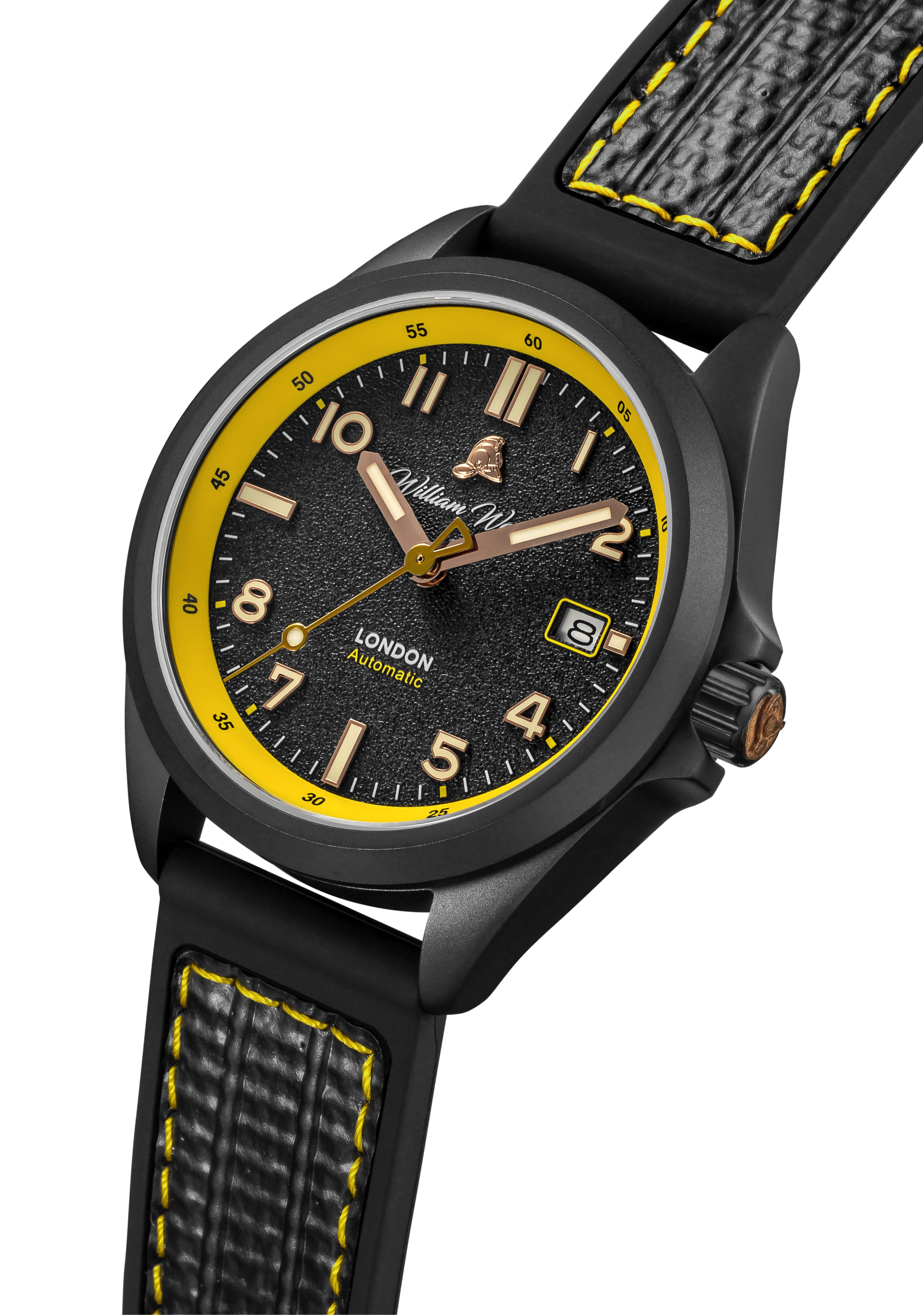 William Wood Fearless Yellow orologio 39mm PVD Yellow Fire Hose