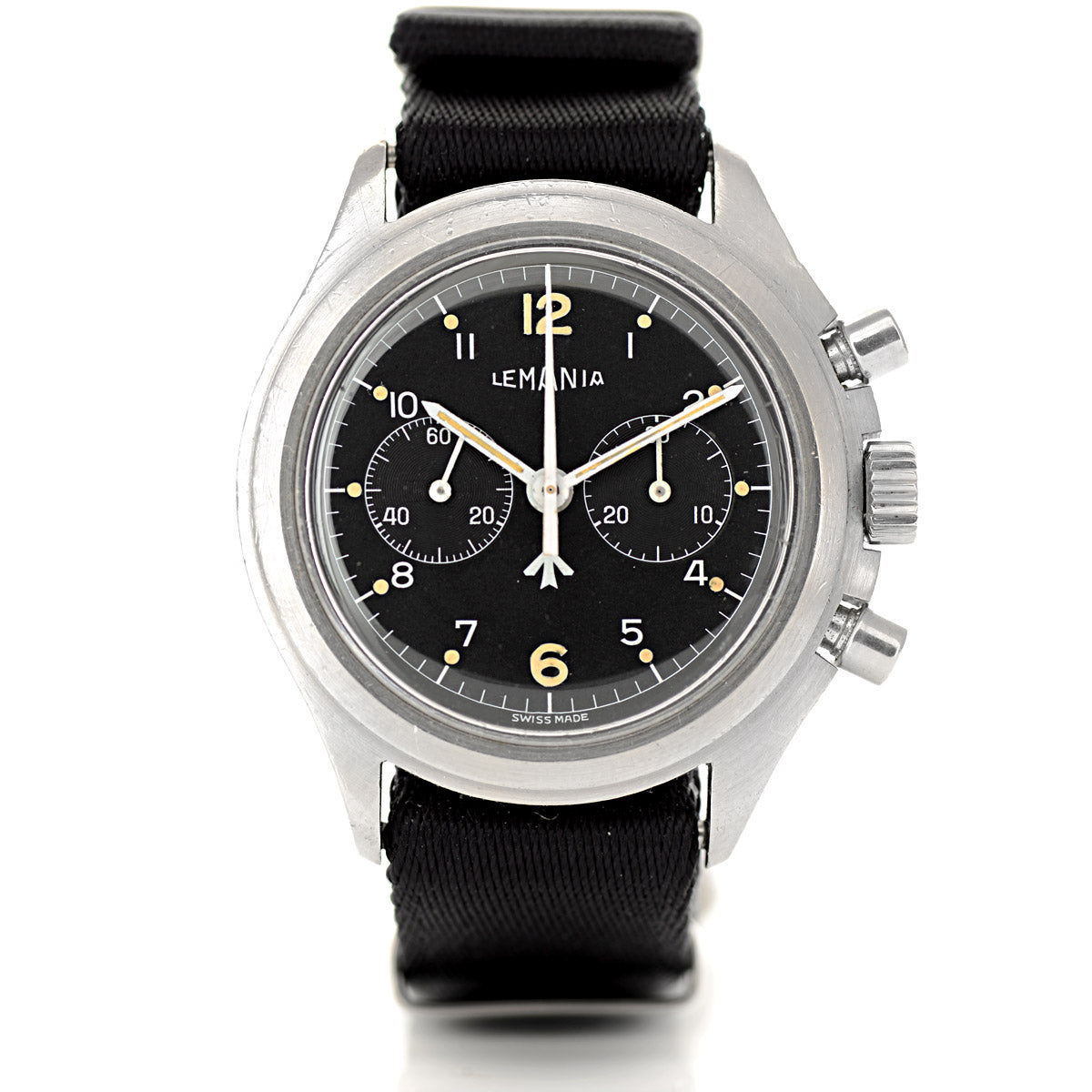 Lemania 818 Cronografo orologio militare 1975 due pulsanti