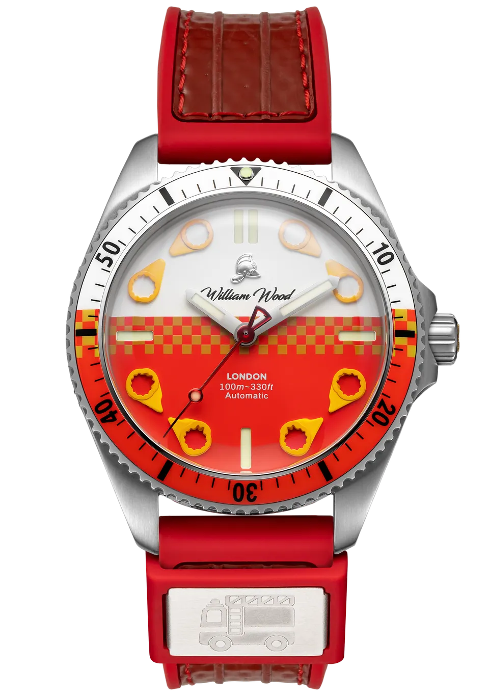 William Wood Fire Department South Australian orologio rosso automatico