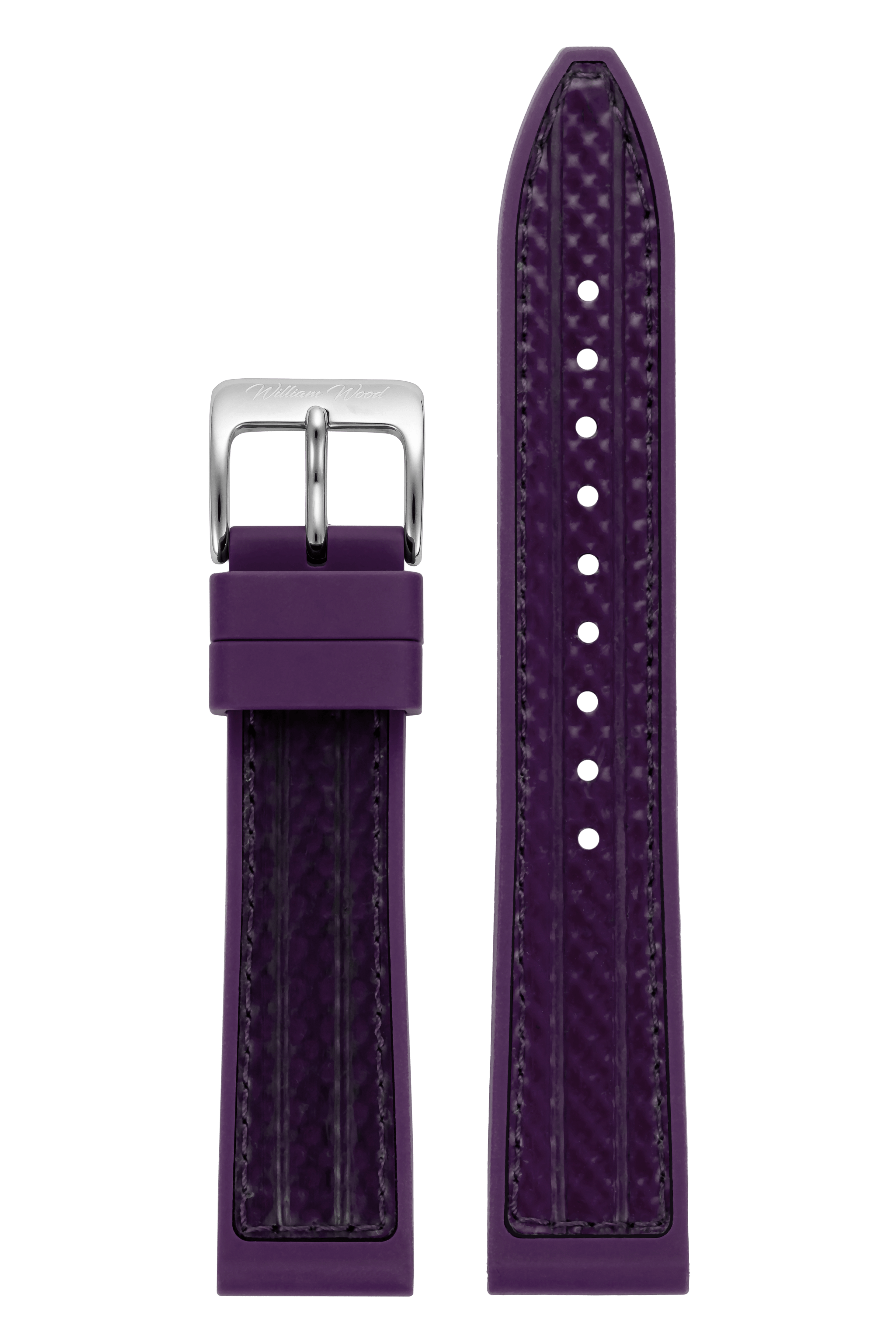 William Wood Straps Cinturino Viola Silicone 20mm Fibbia Argento