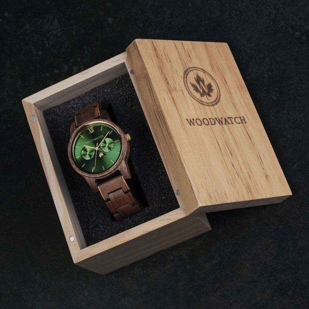 WoodWatch Classic Hunter orologio uomo legno noce verde