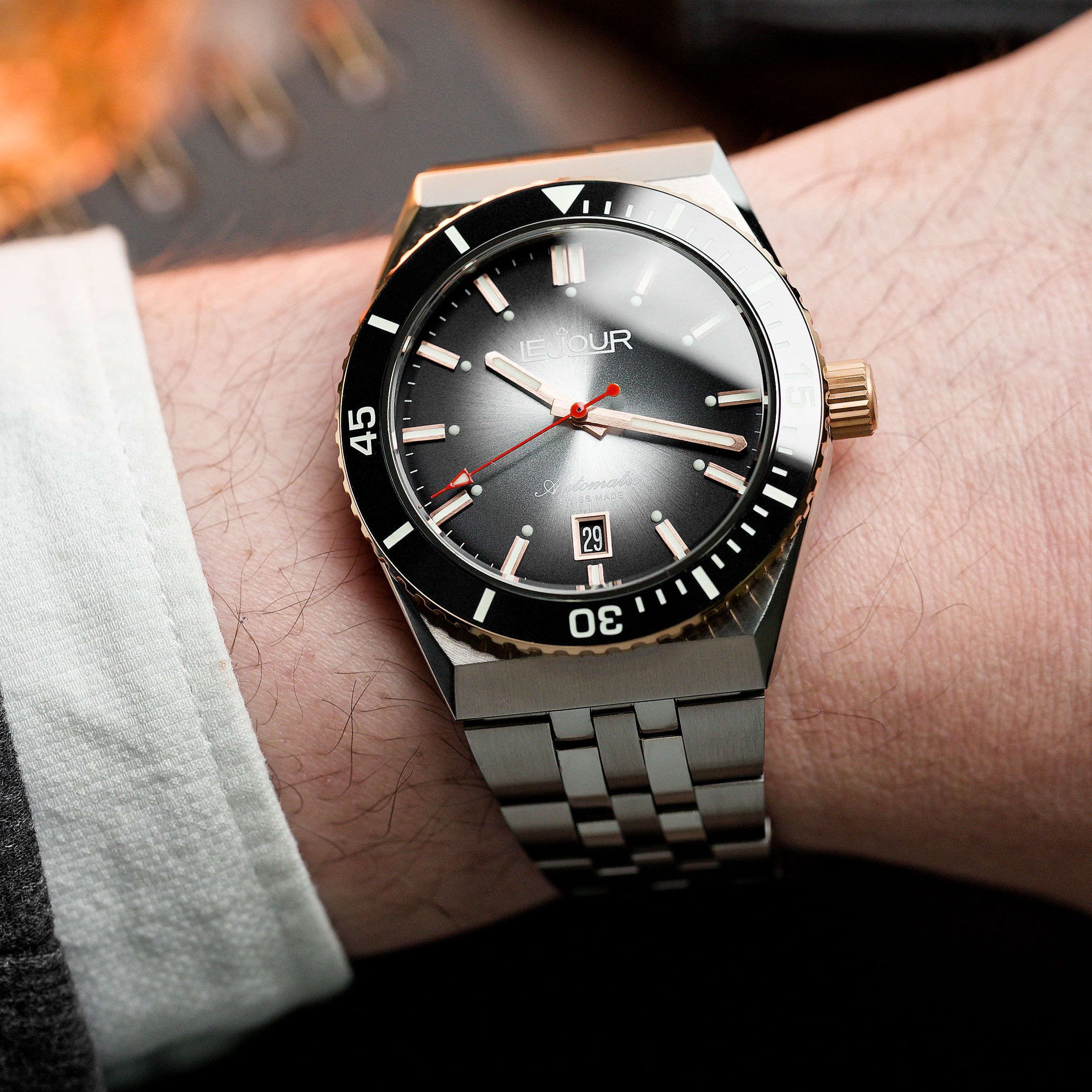 LeJour Delmare LJ-DM-006 orologio automatico nero oro