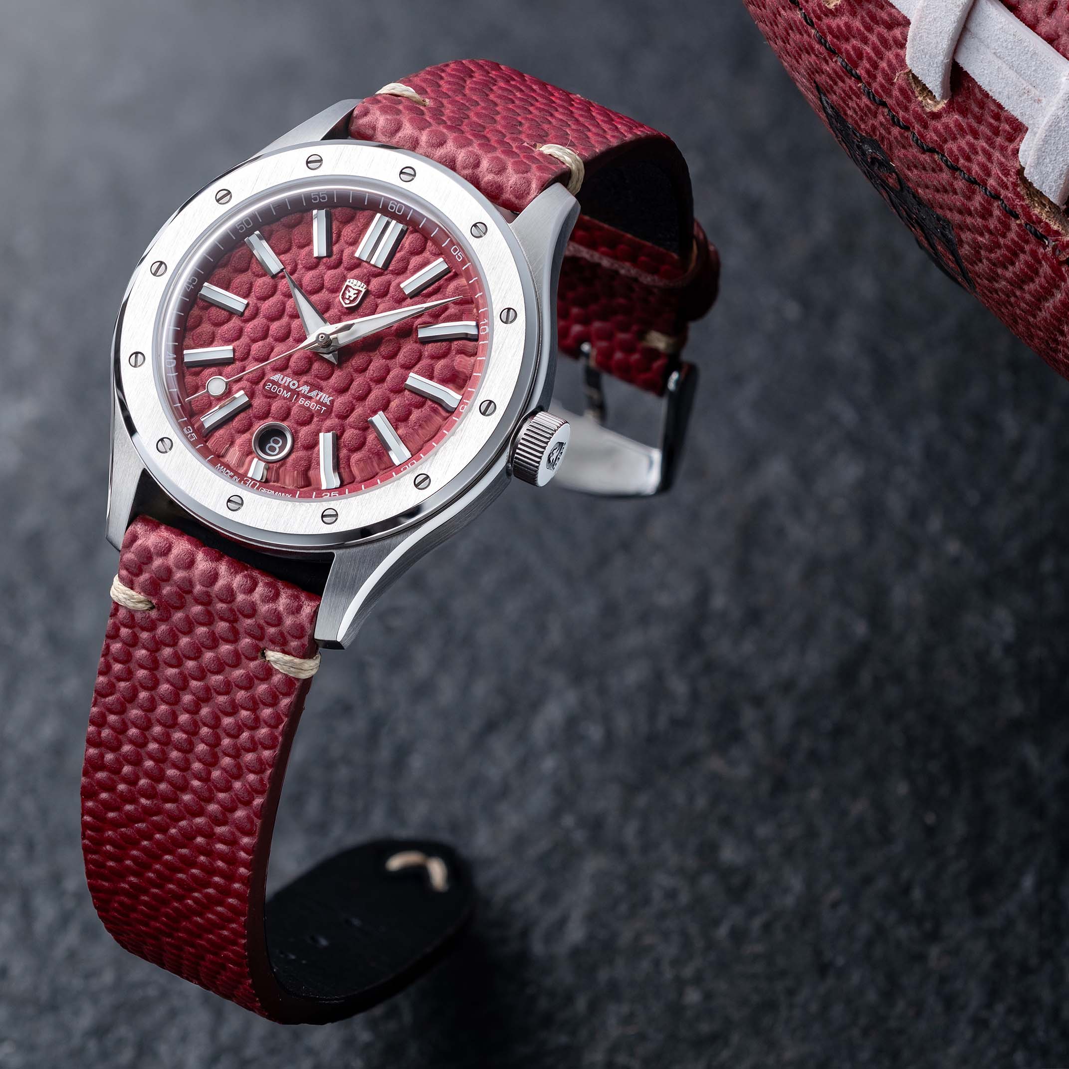 Heinrich Helicoprion orologio automatico Football Edition pelle
