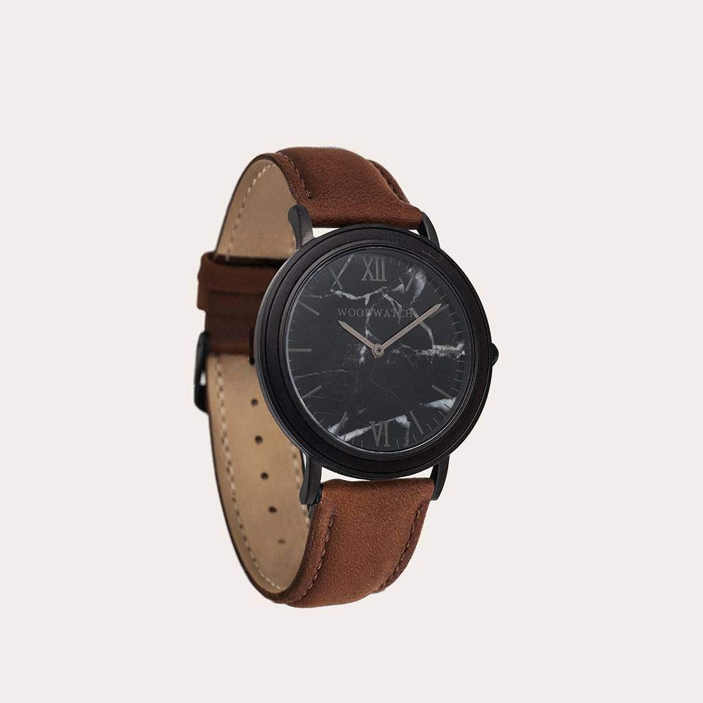 WoodWatch Classic Black Marble Pecan orologio legno marmo