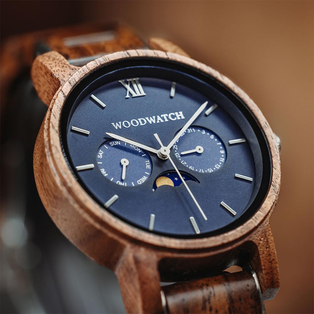 Woodwatch Classic Mariner orologio in legno uomo quadrante blu